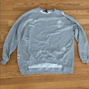Ripped crew neck sweatshirt